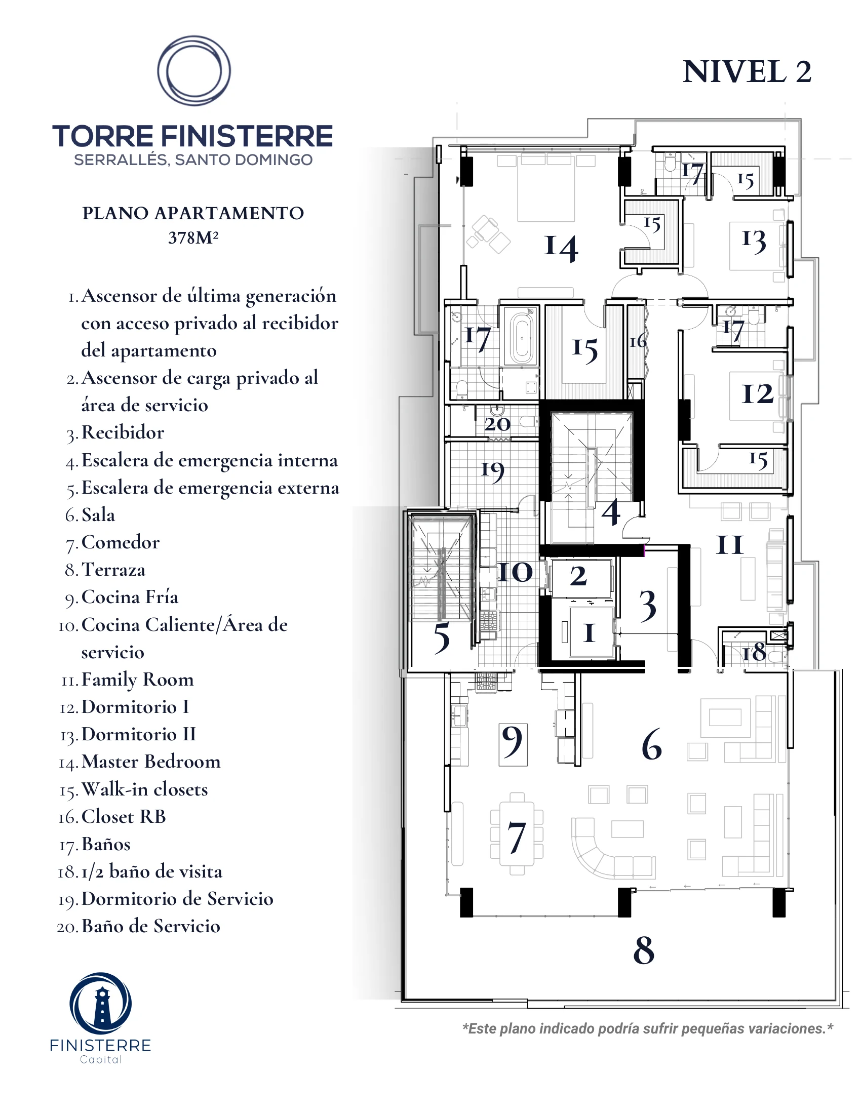 Plano Nivel 2 — 378 m²